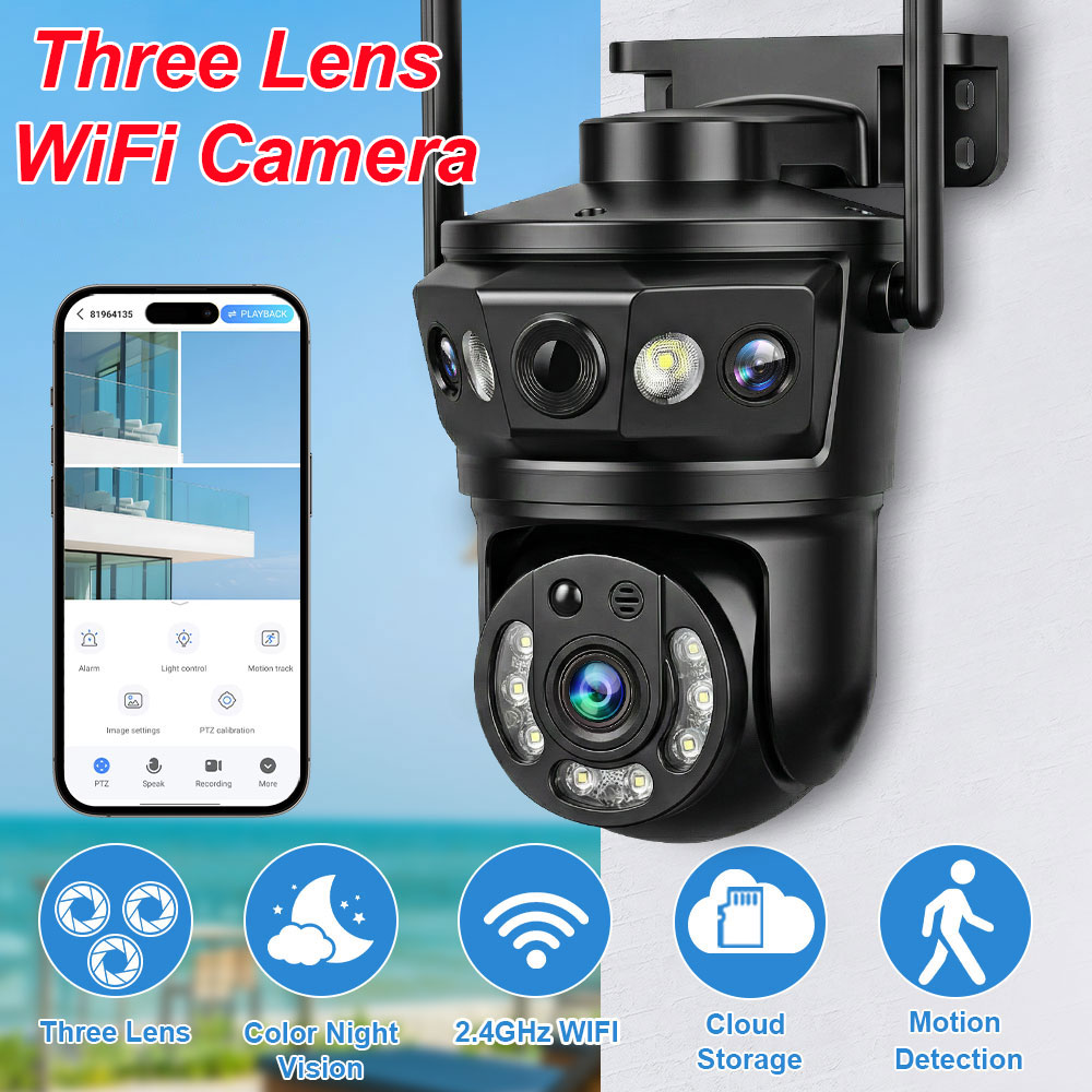 Home Cinema Screen - Three Lens WIFI IP Camera Outdoor