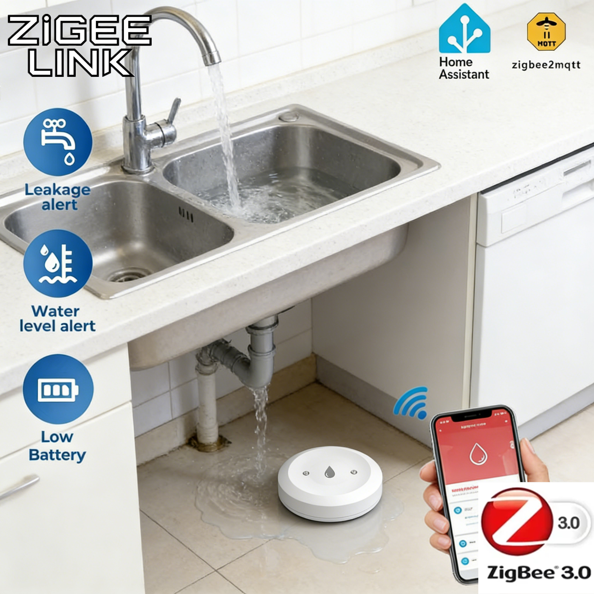 Home Cinema Alexa - Tuya ZigBee 3.0 Water Leak Detector