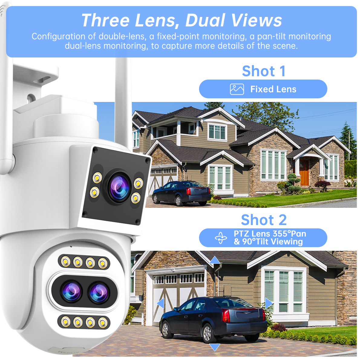 JOOAN 4K Three Lens WiFi IP Ca - Home Cinema Screen recension och pris