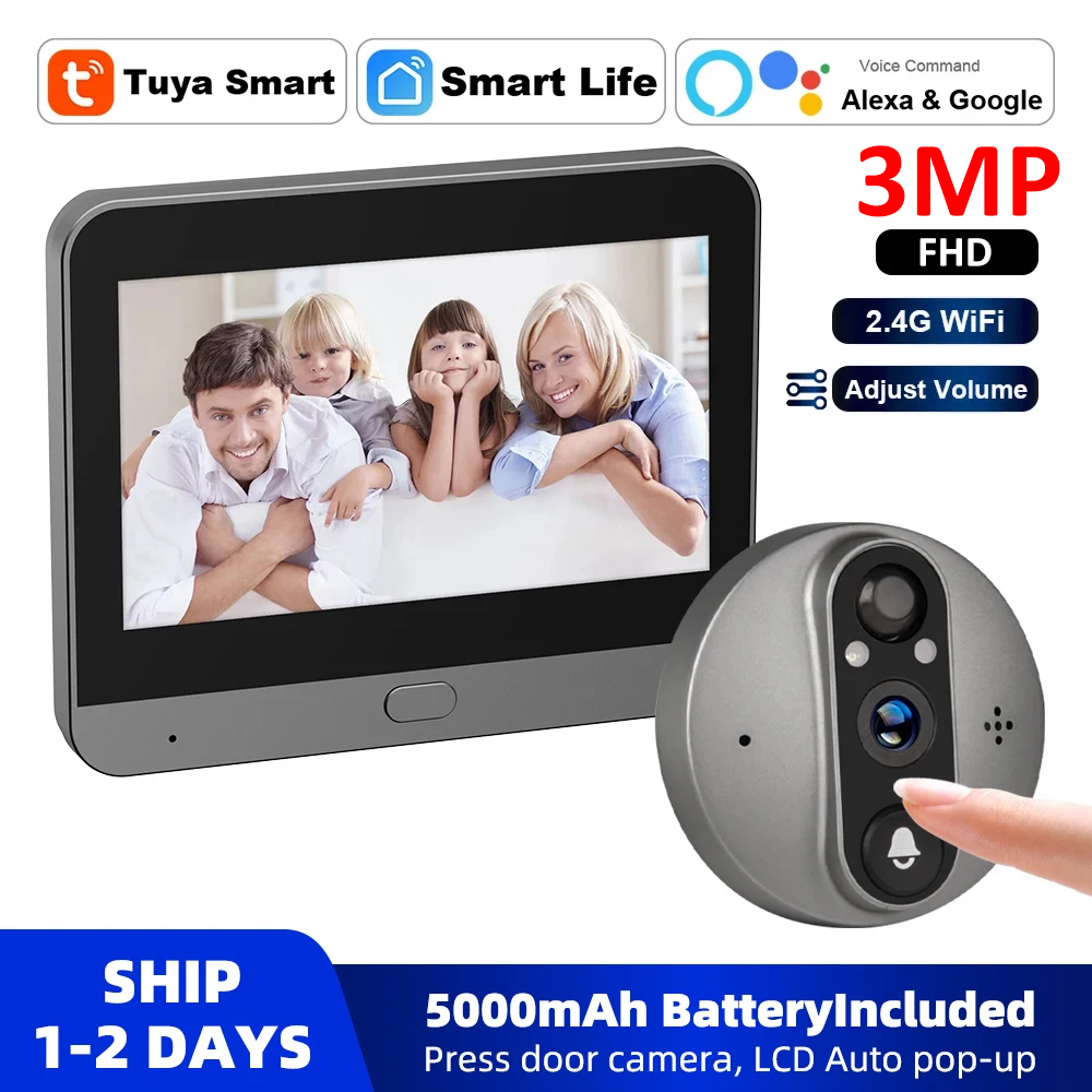 3MP WiFi Smart Tuya Peephole 5 - Home Cinema Alexa recension och pris