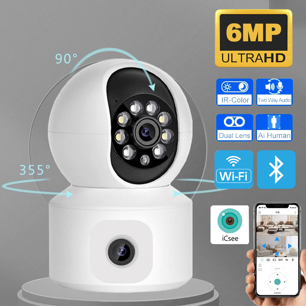 6MP iCsee WiFi IP Camera Dual  - Home Cinema Screen recension och pris
