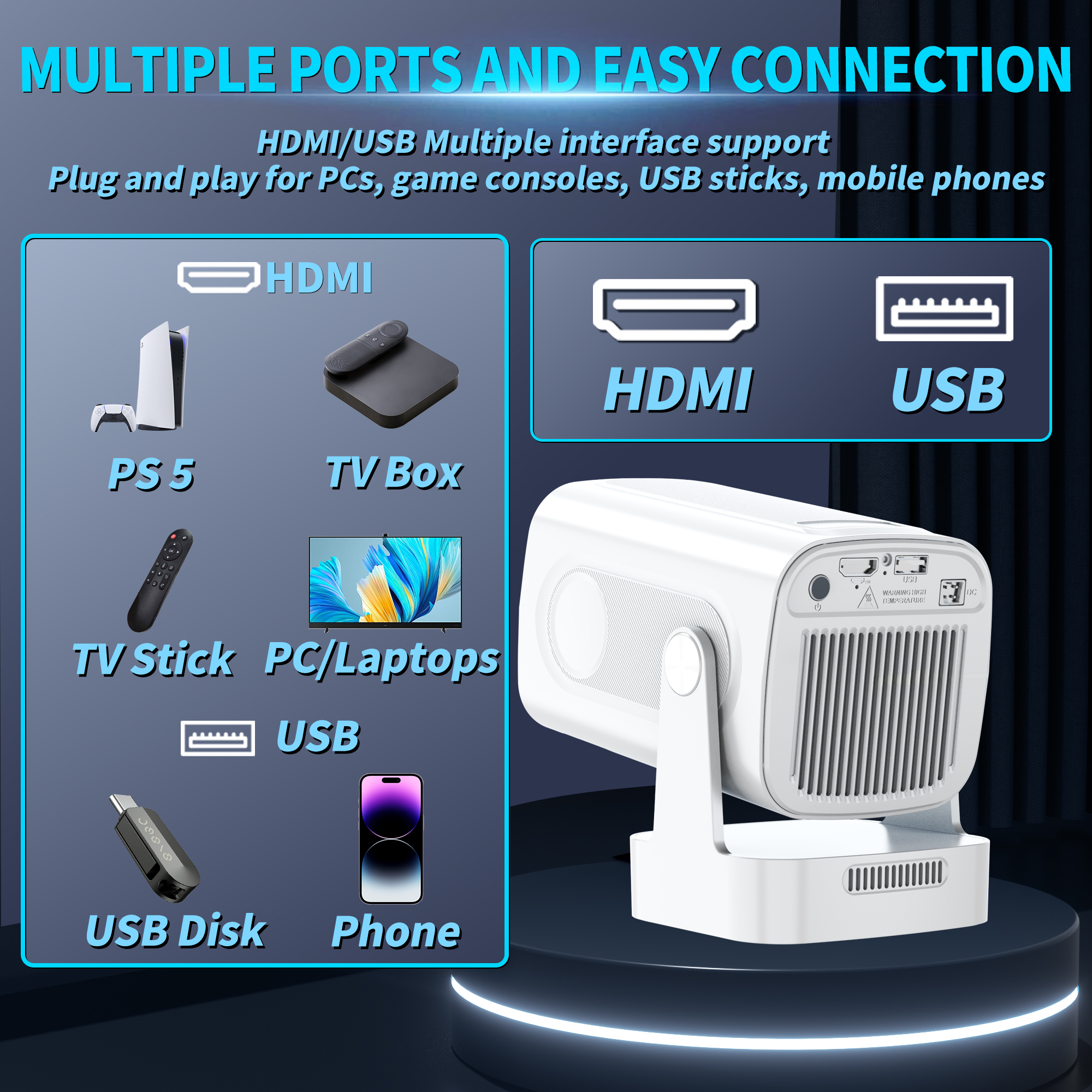 Projector 4K Native HD 1080P W - Home Cinema App recension och pris