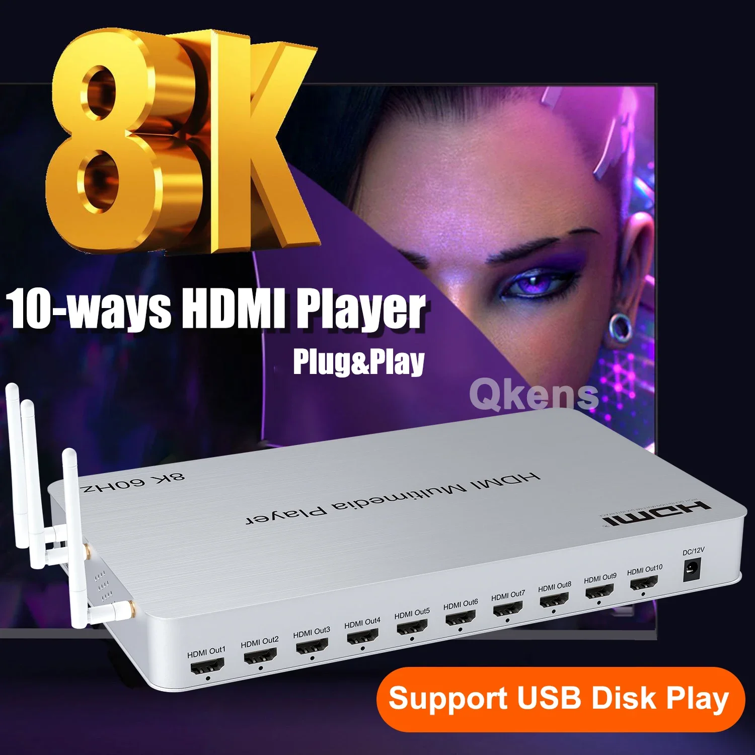 H.265 8K 60Hz 10 Port HDMI Med - 4K Media Player recension och pris