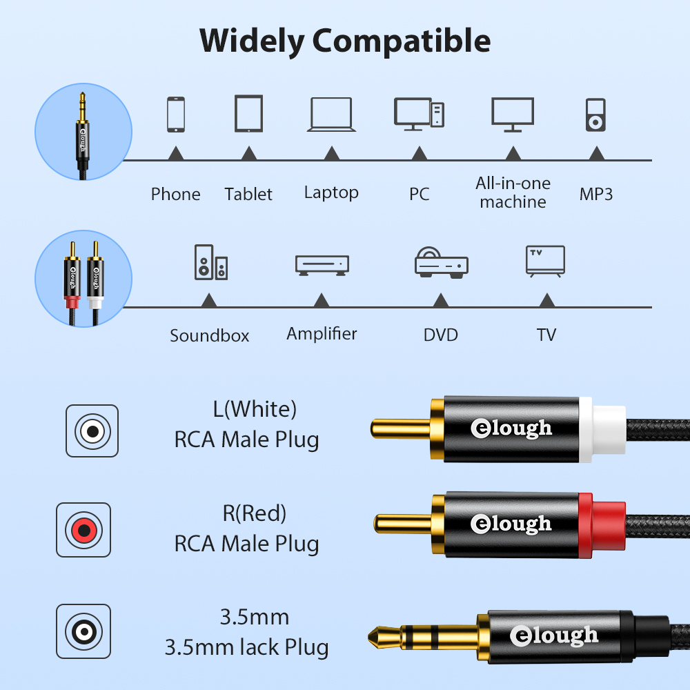 Elough RCA Cable AUX RCA Speak - Home Cinema Solution recension och pris