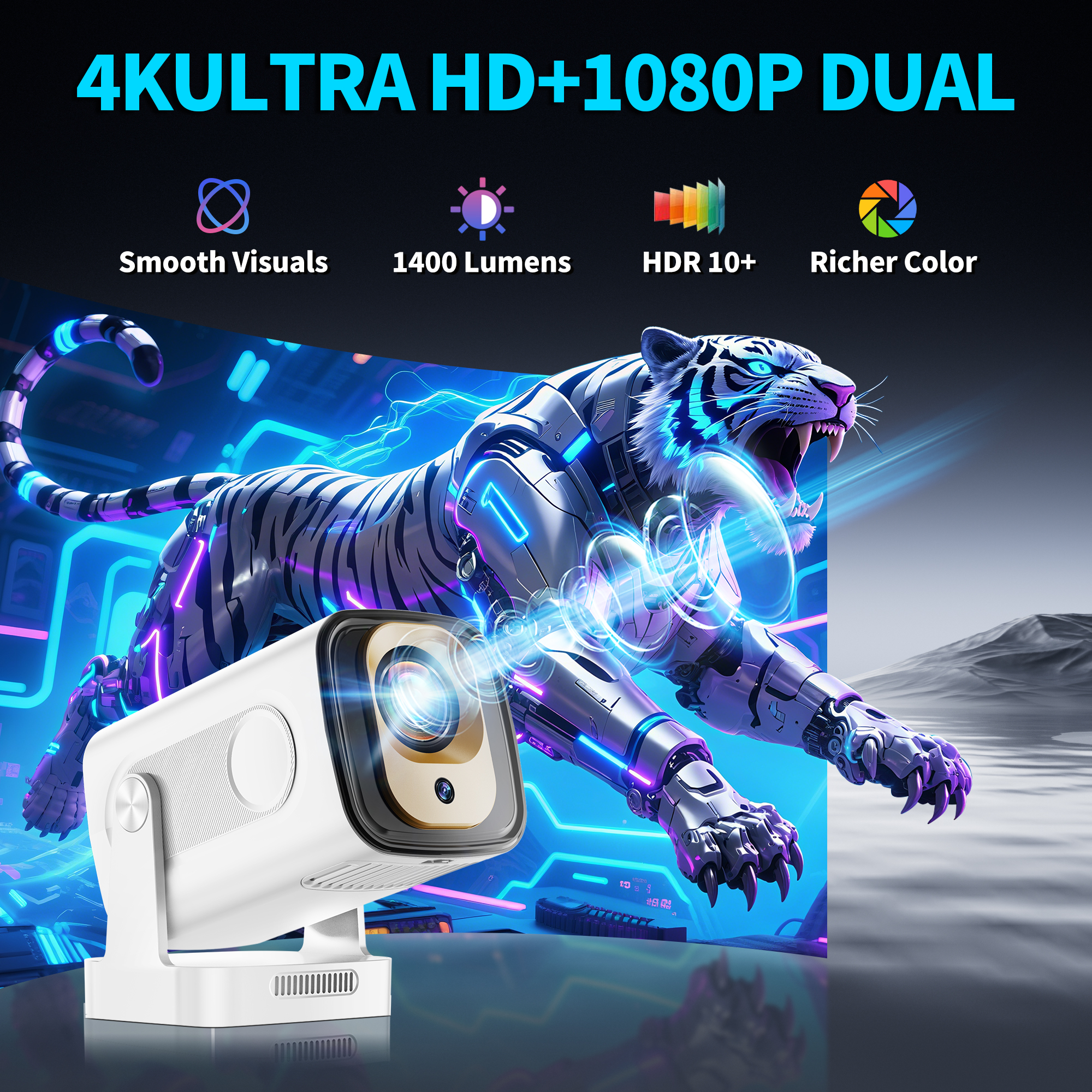 Mini Projector 4K Native HD 10 - Home Cinema App recension och pris
