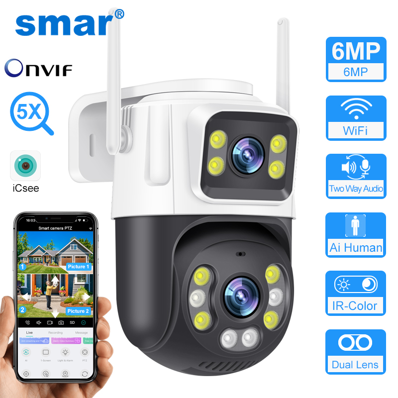 Smar PTZ Wifi Camera 6MP Dual  - Home Cinema Screen recension och pris