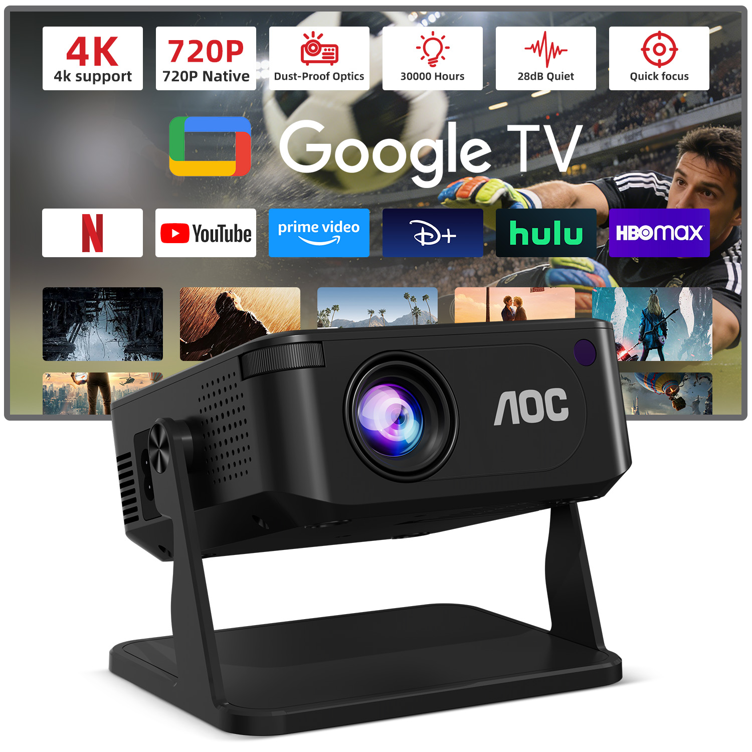 AOC HA109 Projector 300 ANSI 7 - Home Cinema App recension och pris