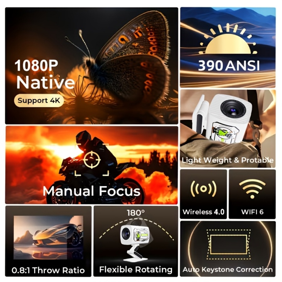2026 New 1080P Projector Porta - Home Cinema App recension och pris