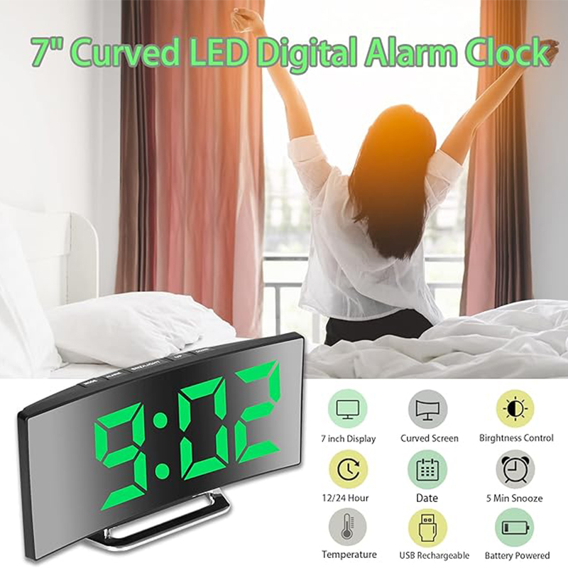 LED Digital Alarm Clock Curved - Home Cinema Screen recension och pris