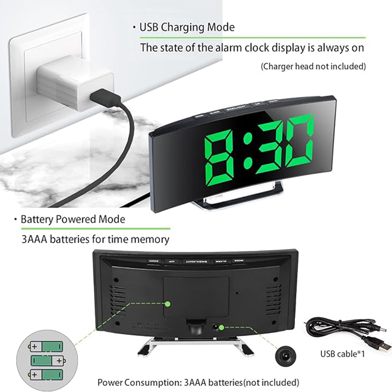 LED Digital Alarm Clock Curved - Home Cinema Screen recension och pris